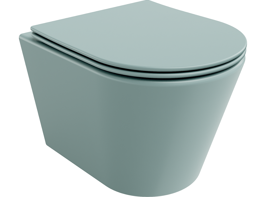 Závěsné WC MEXEN RICO RIMLESS - světle zelené matné + Duroplast sedátko slim, 30724048