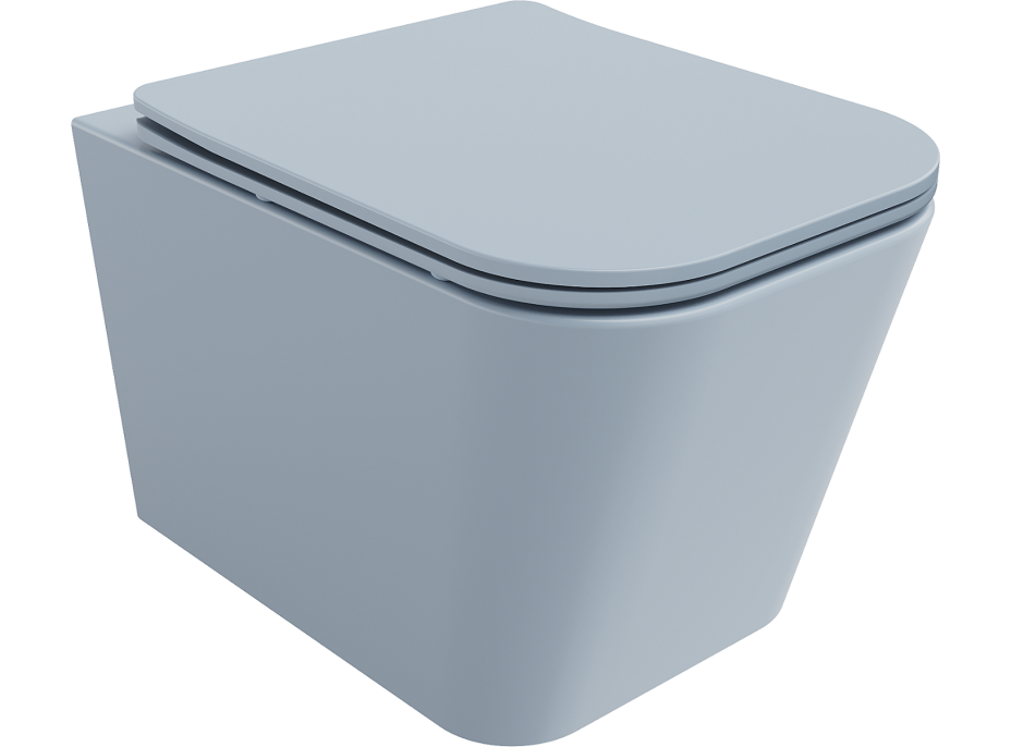 Závěsné WC MEXEN TEO RIMLESS - šedo/modré matné + Duroplast sedátko slim, 30854069