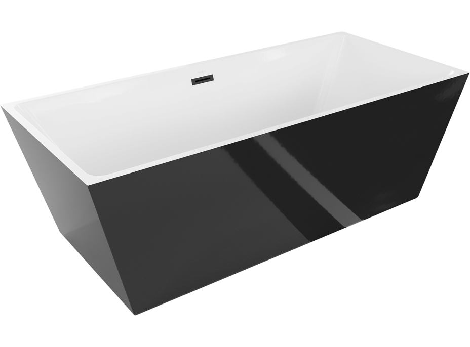 Volně stojící akrylátová vana MEXEN LITA 170x75 cm - bílá/černá - černá výpusť, 52121707575-B