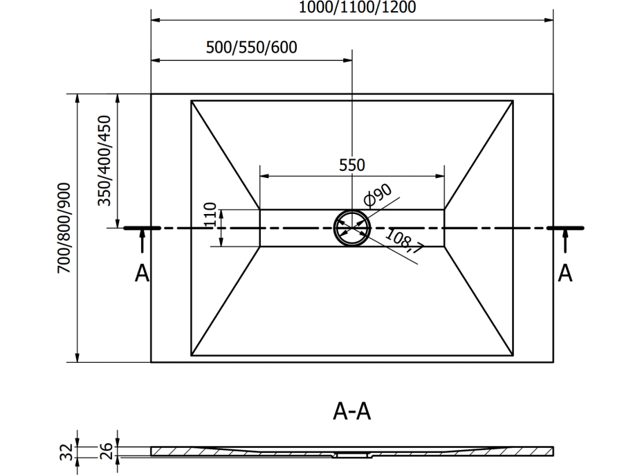 Sprchová SMC vanička MEXEN TORO 70x100 cm - černá, 43707010