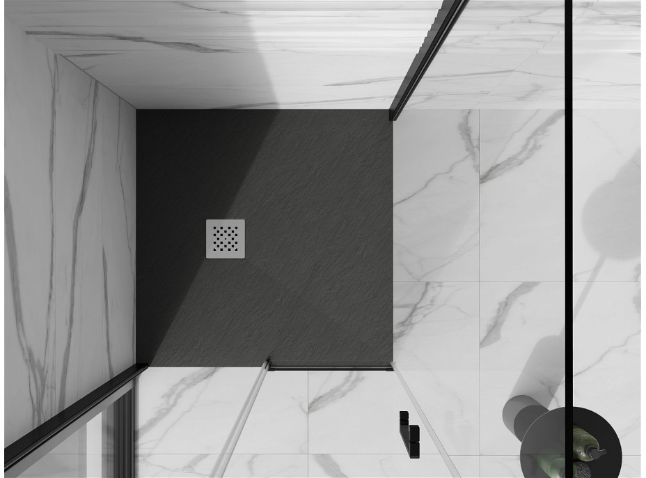 Sprchová vanička MEXEN STONE+ 100x100 cm - tmavě šedá - minerální kompozit, 44711010