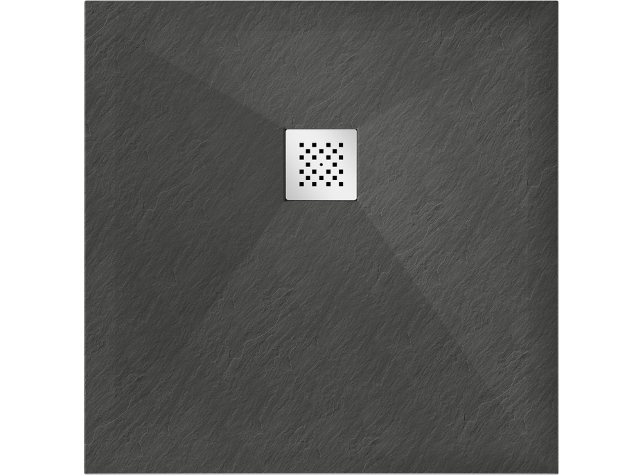 Sprchová vanička MEXEN STONE+ 70x70 cm - tmavě šedá - minerální kompozit, 44717070