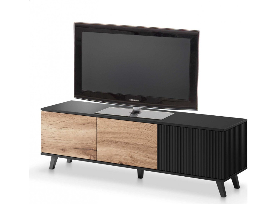 Televizní stolek RANDOM RTV-1 - 150 cm - dub wotan/černý