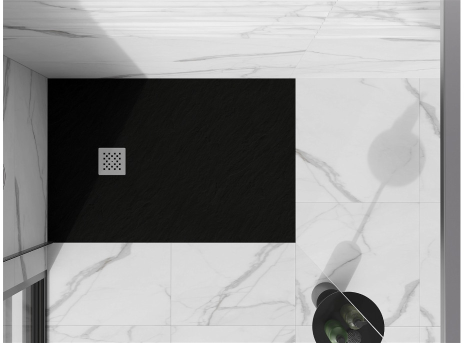 Sprchová vanička MEXEN STONE+ 100x140 cm - černá - minerální kompozit, 44701014