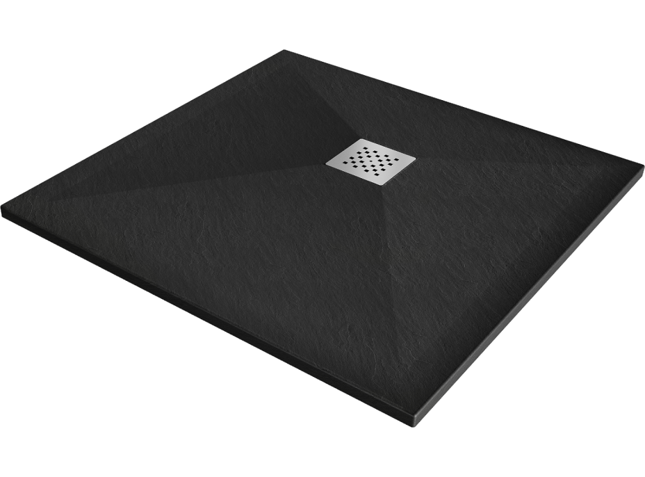 Sprchová vanička MEXEN STONE+ 80x80 cm - černá - minerální kompozit, 44708080