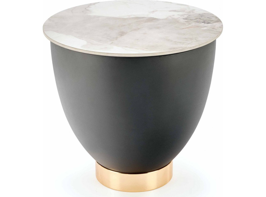 Konferenční stolek CECILIA S - bílý mramor/šedý/zlatý