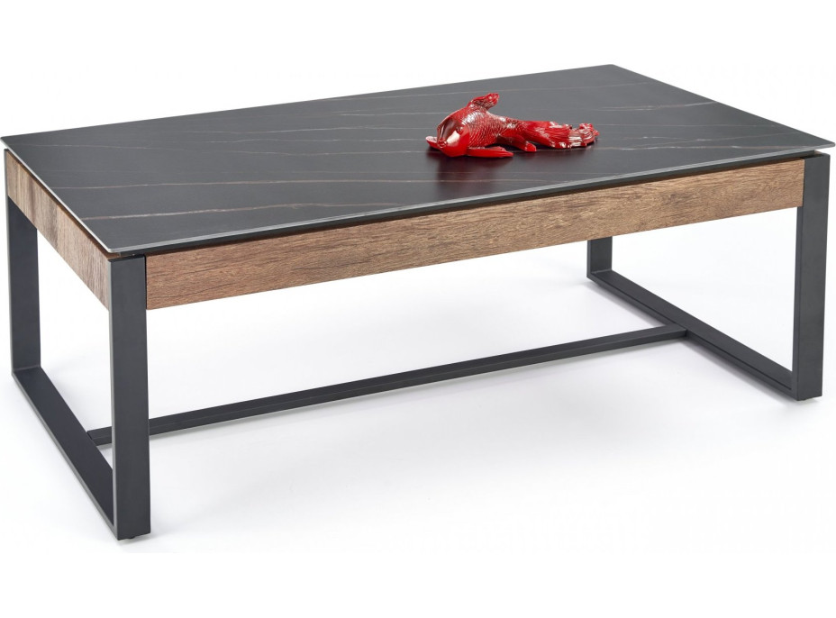 Konferenční stolek RAMONA - černý mramor/ořech