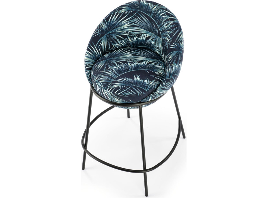 Barová židle BARREL - černá/tyrkysová