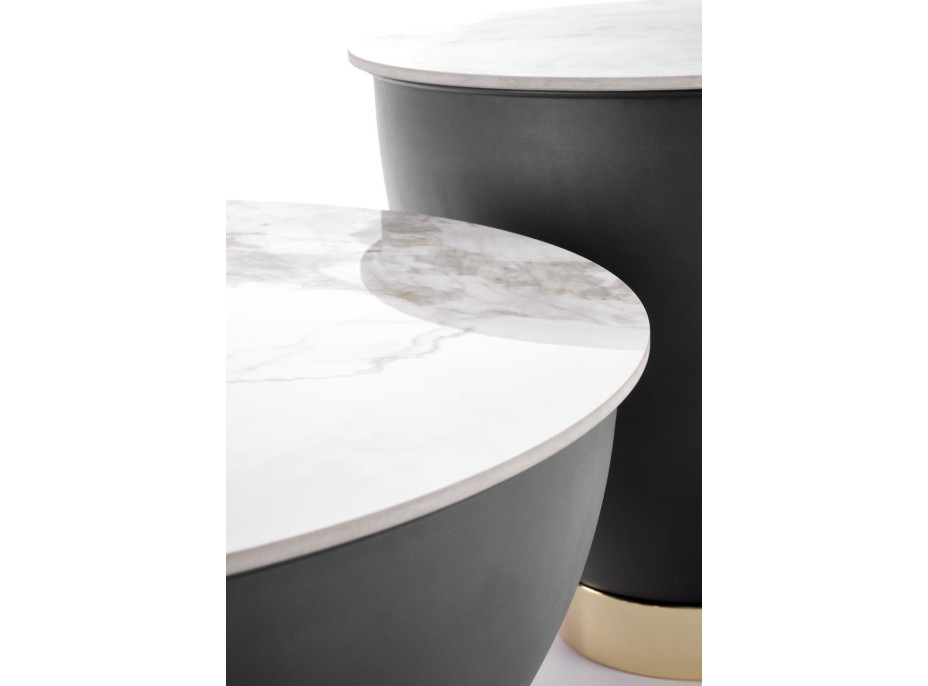 Konferenční stolek CECILIA - bílý mramor/šedý/zlatý