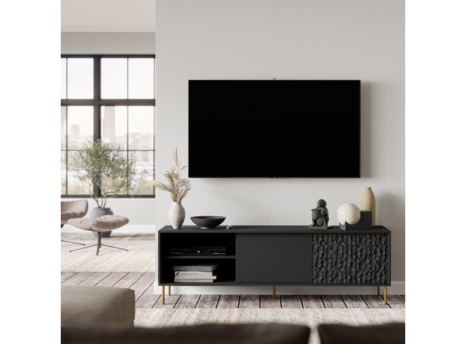 Televizní stolek BULLET 180 cm - černý/zlatý