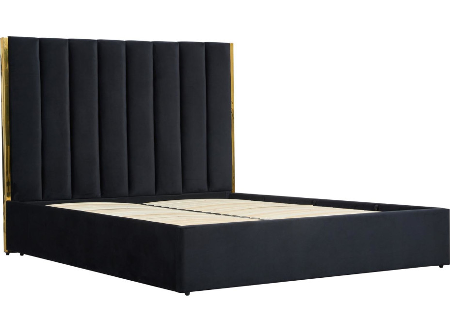 Čalouněná postel PALAZZO s úložným prostorem 200x160 cm - černá/zlatá