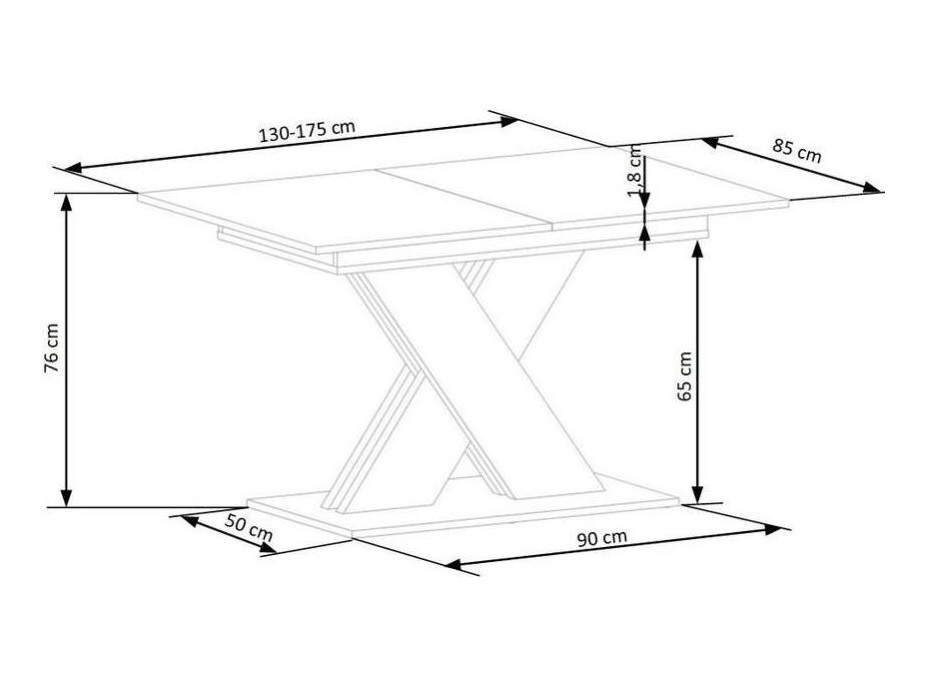 Jídelní stůl XAVI 130(175)x85x76 cm - rozkládací - dub lancelot/bílý
