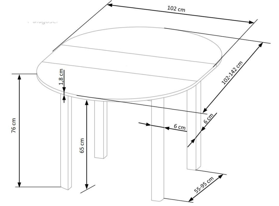 Jídelní stůl RINO - 102(142)x102x76 cm - rozkládací - dub craft/bílý