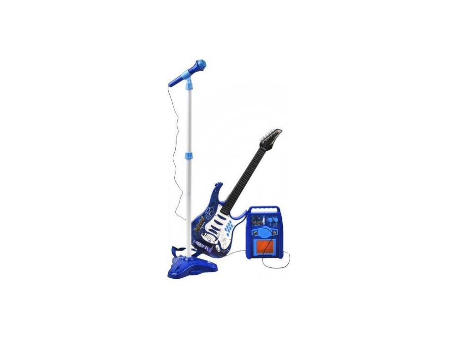 Dětská kytara s mikrofonem a zesilovačem - modrá