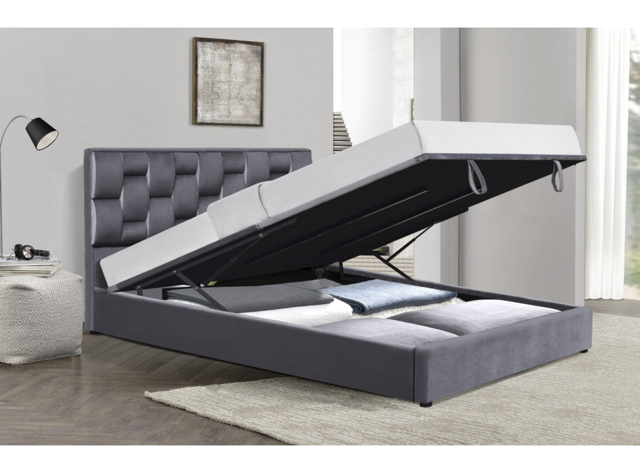 Čalouněná postel ANNABEL s úložným prostorem 200x160 cm - šedá