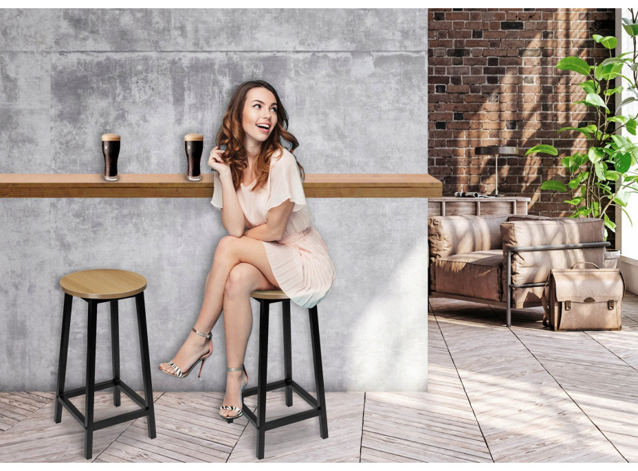 Barová židle FLINT Modern Oak - dub/černá