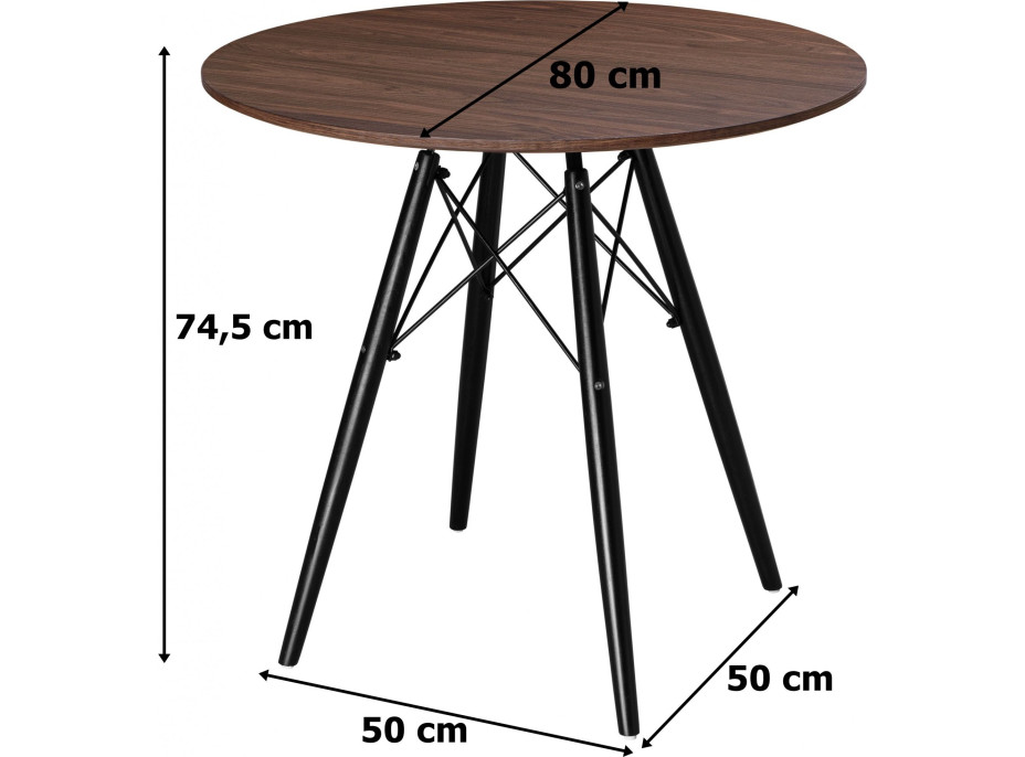 Jídelní stůl PARIS BLACK 80 cm - jasan/černý