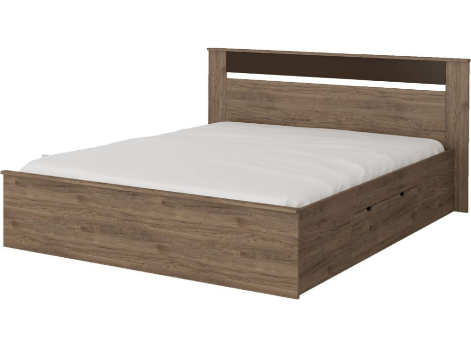 Postel LATTE se šuplíkem 200x160 cm - dub trufla/dub bažinný