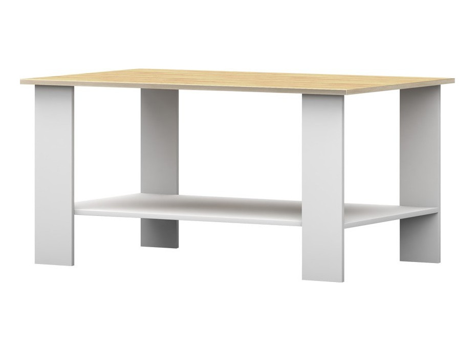 Konferenční stolek AGÁVE - bílý/přírodní ořech