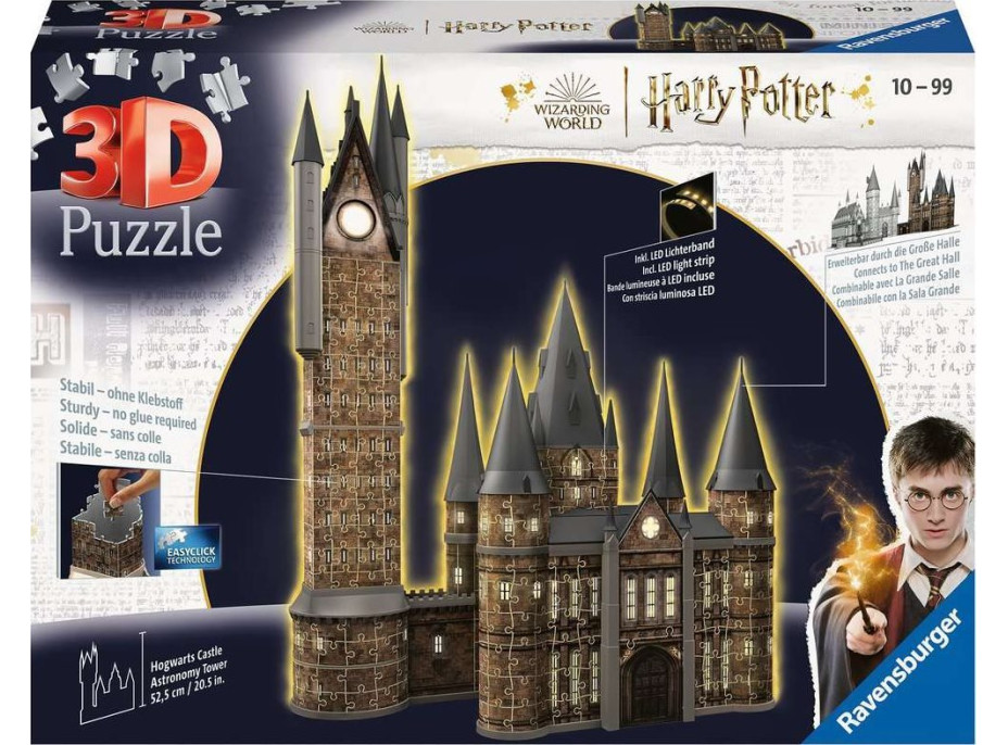 RAVENSBURGER Svítící 3D puzzle Noční edice Harry Potter: Bradavický hrad - Astronomická věž 626 dílků