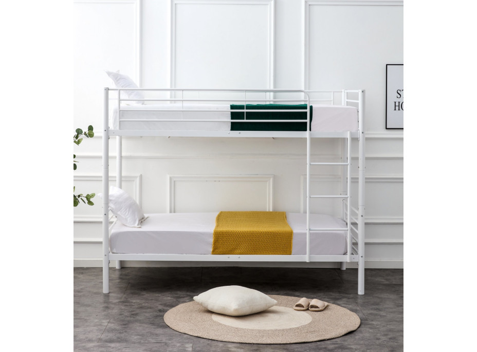 Kovová patrová postel BUNKY 200x90 cm - bílá