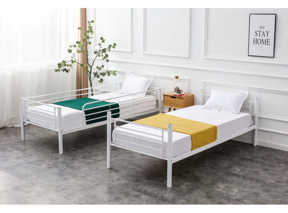 Kovová patrová postel BUNKY 200x90 cm - bílá