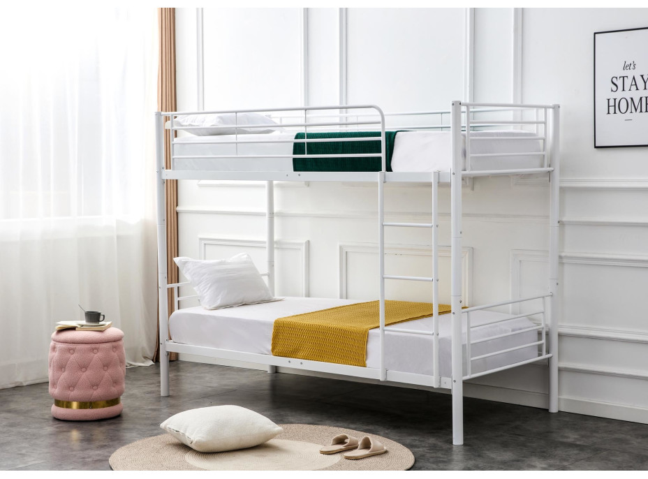 Kovová patrová postel BUNKY 200x90 cm - bílá