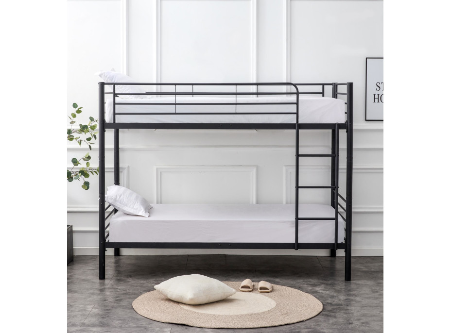 Kovová patrová postel BUNKY 200x90 cm - černá