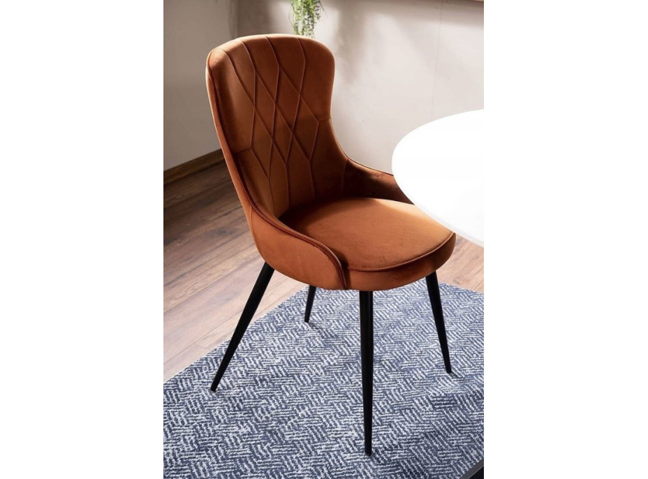 Jídelní židle LOTUS Velvet - skořicová/černá