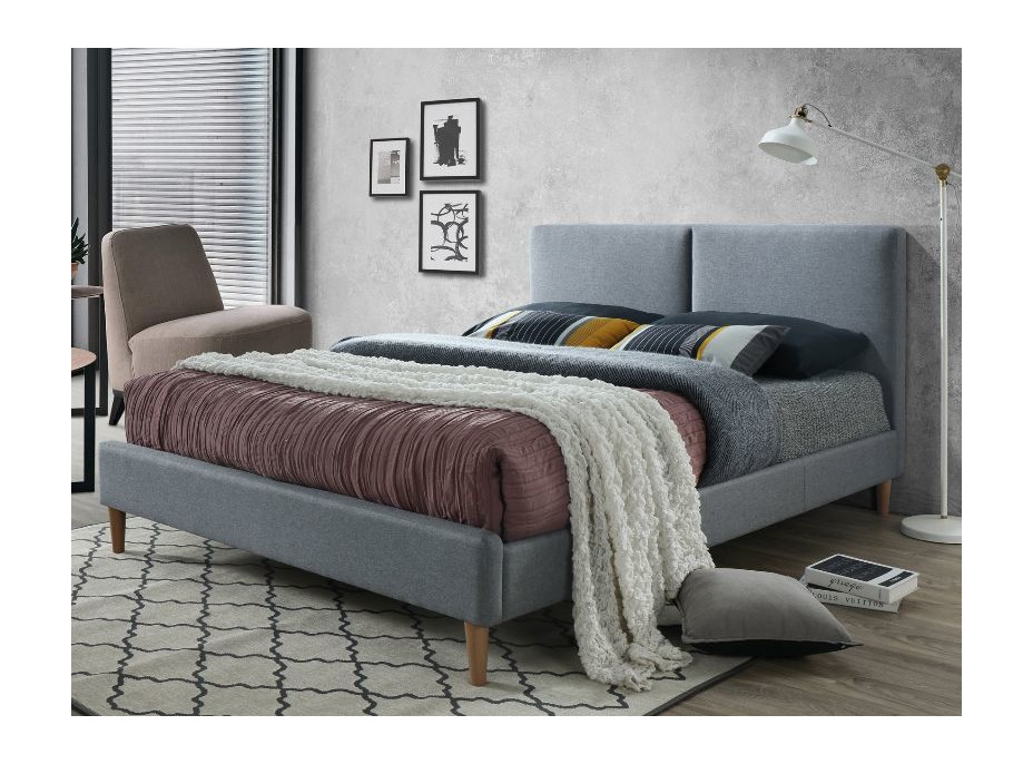 Čalouněná postel ACOMA 200x160 cm - šedá/dub