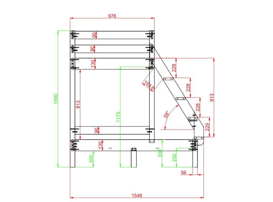 Dětská patrová postel z masivu s rozšířeným spodním lůžkem KUBA - 200x90/140 cm - přírodní
