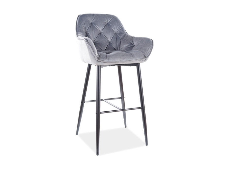 Barová židle CHERRY H-1 Velvet - šedá/černá