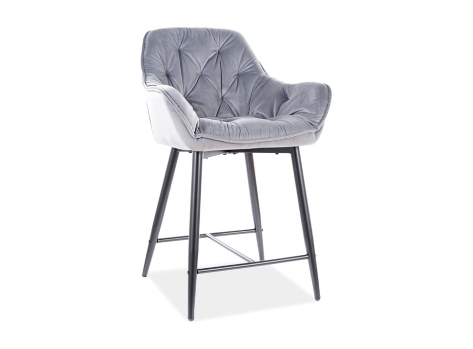 Barová židle CHERRY H-2 Velvet - šedá/černá