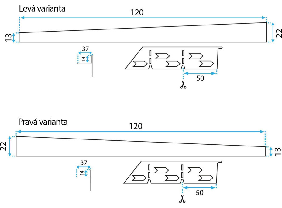 Spádová lišta do sprchového koutu - 120 cm - černá matná