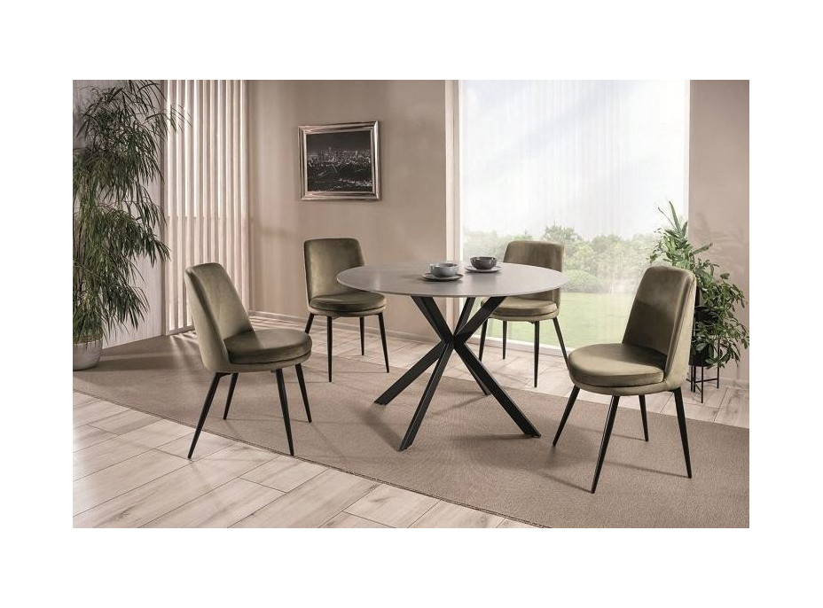 Jídelní židle KAYLA Velvet - olivově zelená/černá