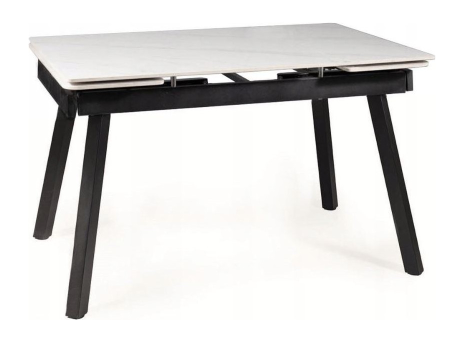 Jídelní stůl JOHN - 120(180)x85x76 cm - rozkládací - bílý mramor/černý