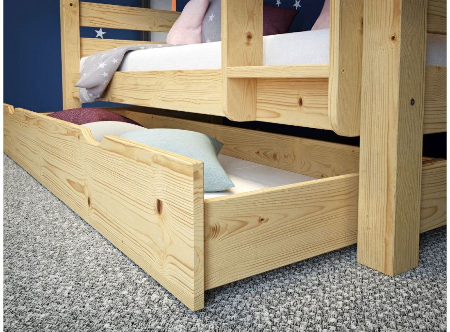 Dětská patrová postel z masivu borovice HONZA - 200x90 cm - přírodní