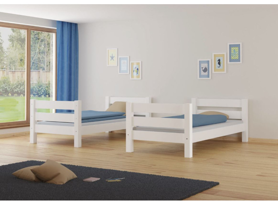 Dětská patrová postel z masivu borovice HONZA - 200x90 cm - šedá