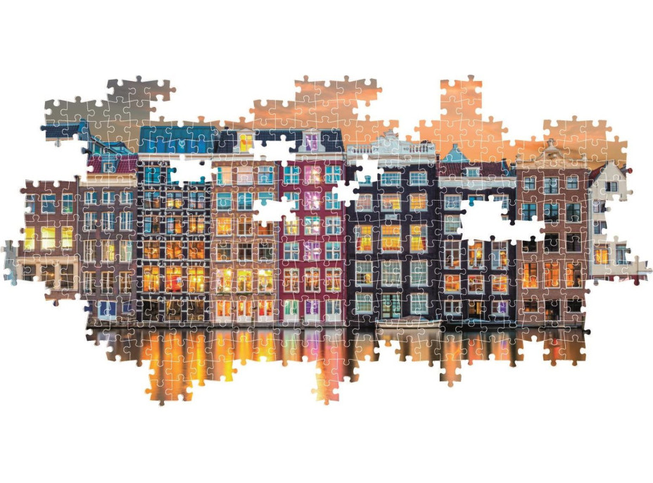 CLEMENTONI Panoramatické puzzle Zářivý Amsterdam 1000 dílků