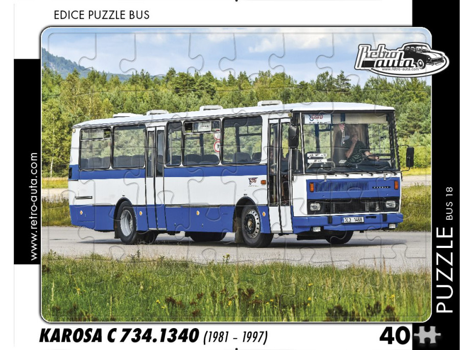 RETRO-AUTA Puzzle BUS č.18 Karosa C 734.1340 (1981 - 1997) 40 dílků