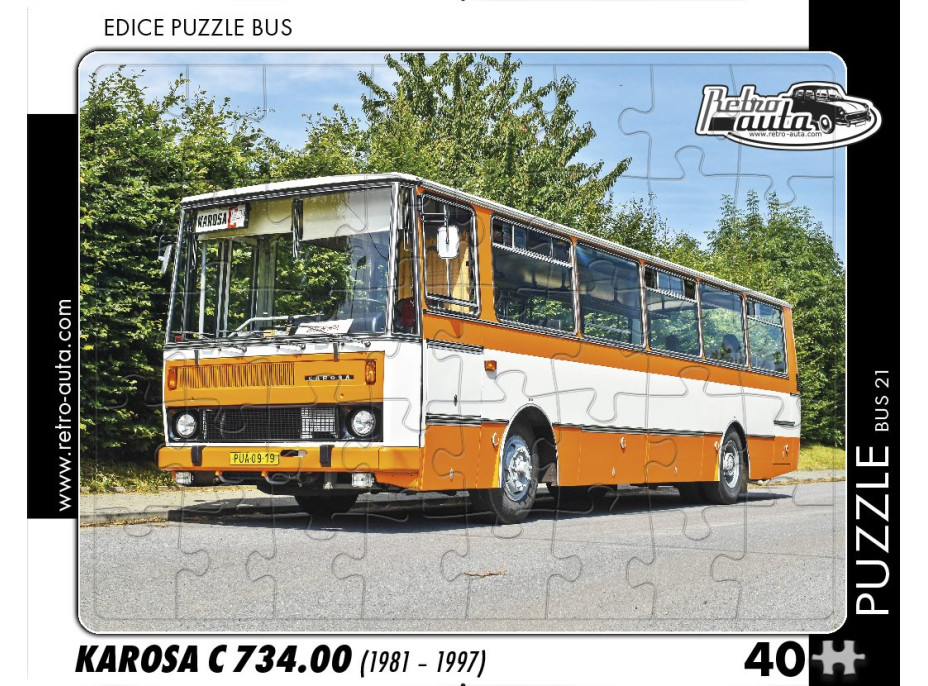 RETRO-AUTA Puzzle BUS č.21 Karosa C 734.00 (1981 - 1997) 40 dílků