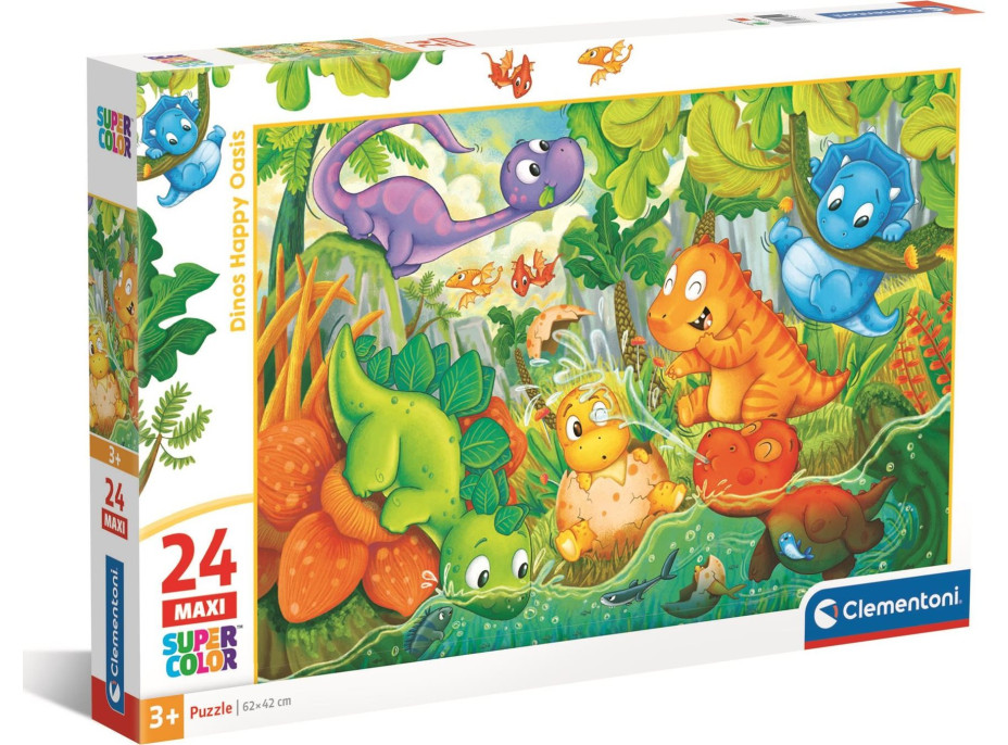 CLEMENTONI Puzzle Šťastná oáza dinosaurů MAXI 24 dílků