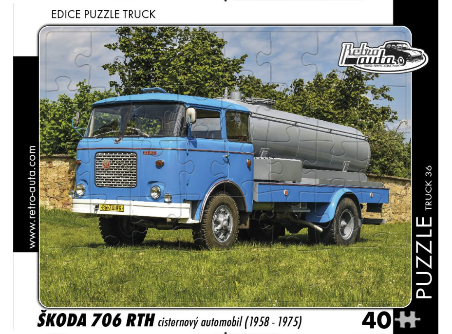 RETRO-AUTA Puzzle TRUCK č.36 Škoda 706 RTH cisternový automobil (1958 - 1975) 40 dílků