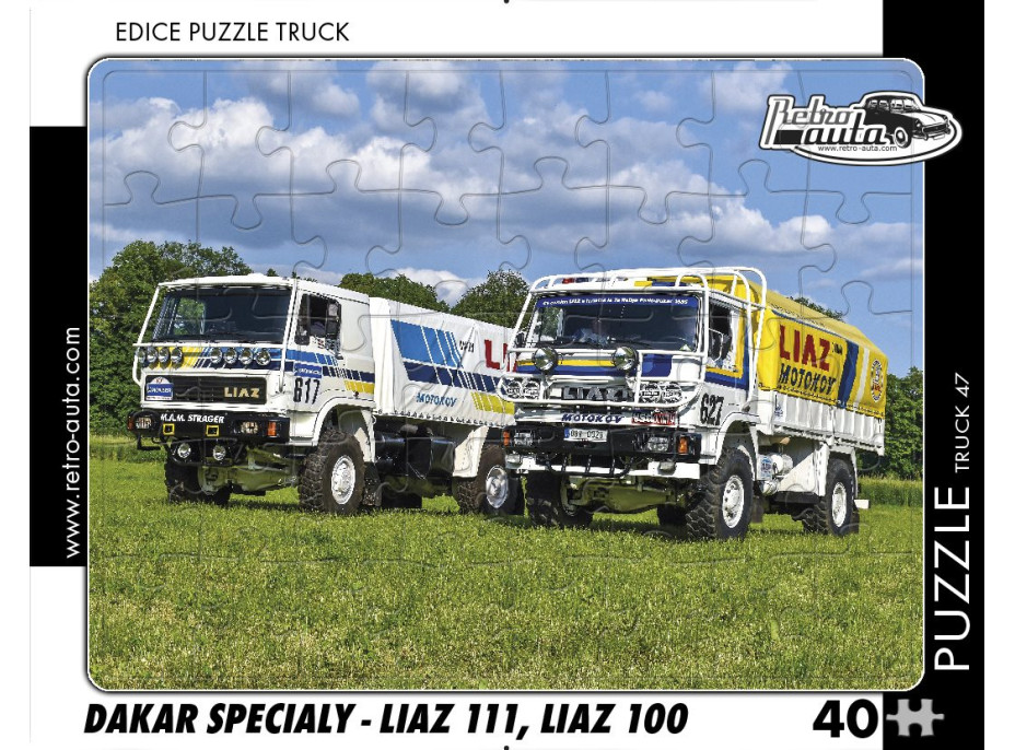 RETRO-AUTA Puzzle TRUCK č.47 Dakar speciály - LIAZ 111, LIAZ 100 - 40 dílků