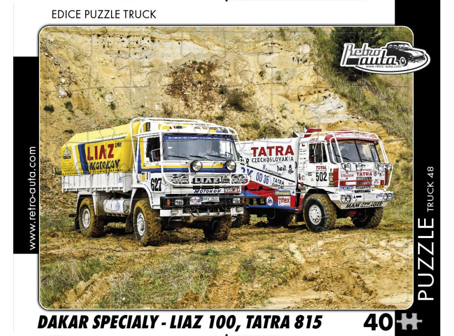 RETRO-AUTA Puzzle TRUCK č.48 Dakar speciály - LIAZ 100, TATRA 815 - 40 dílků