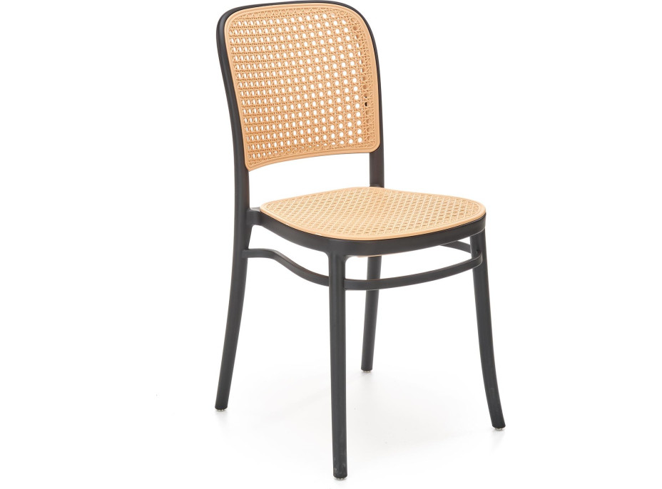Jídelní plastová židle PEGGY - černá/hnědá