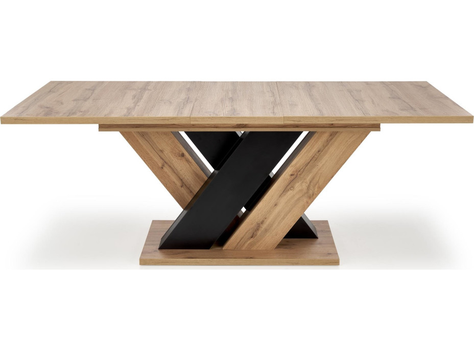 Jídelní stůl BRANDON - 160(200)x90x77 cm - rozkládací - dub wotan/černý