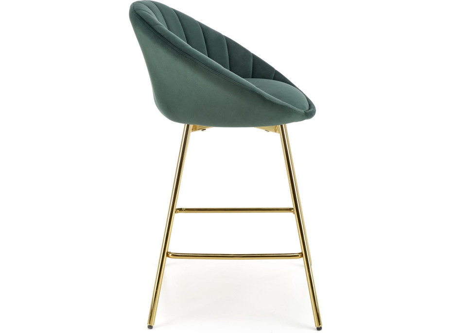 Barová židle REESE - tmavě zelená/zlatá