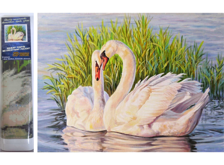 Norimpex Diamantové malování Labutě v rákosí 30x40 cm