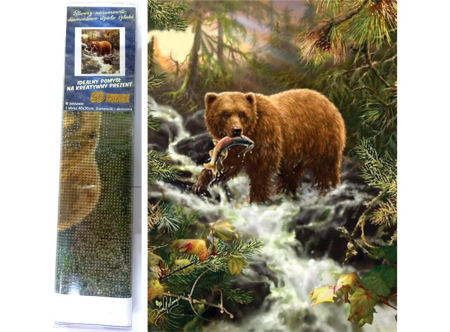 Norimpex Diamantové malování Medvěd na lovu 30x40 cm